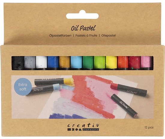 Creativ Company Oliepastels Standaardkleuren 12 stuks