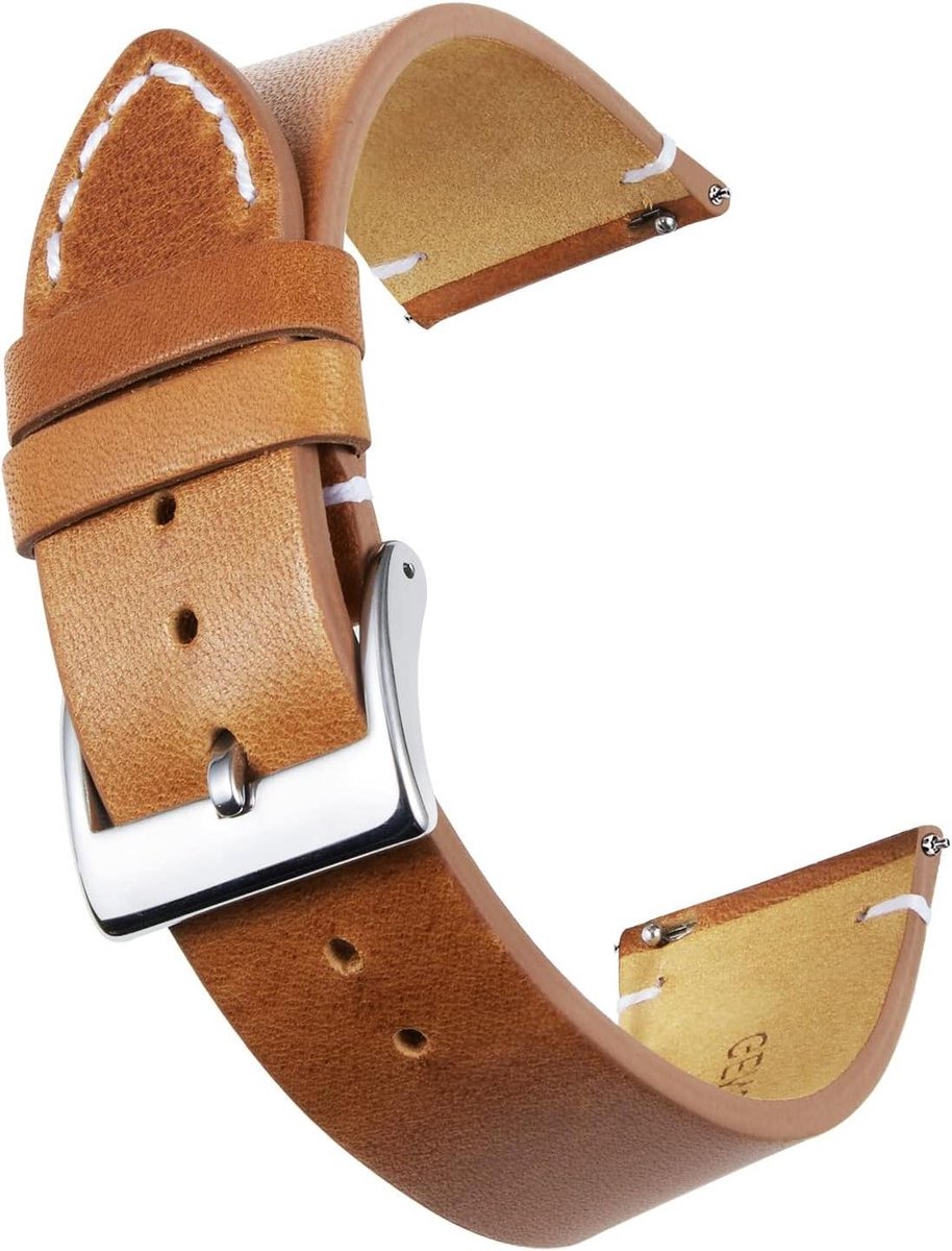 Cosensi - Lederen Horlogebanden Quick Release met Roestvrijstalen Gespsluiting voor Mannen en Vrouwen in diverse maten - 12mm, 14mm, 16mm, 18mm, 20mm, 22mm, 24mm