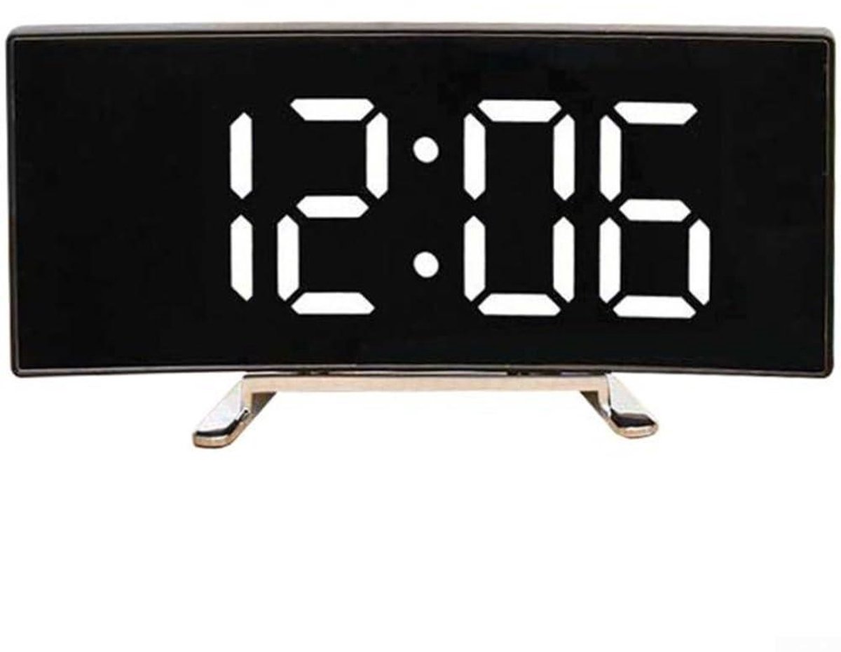TuseRxln Digitale Wekker - Alarmklok Digitaal - Grote Led-weergave Met Verlichting En Spiegeloppervlak - 1 - Slaapkamer & Reiswekker Wit