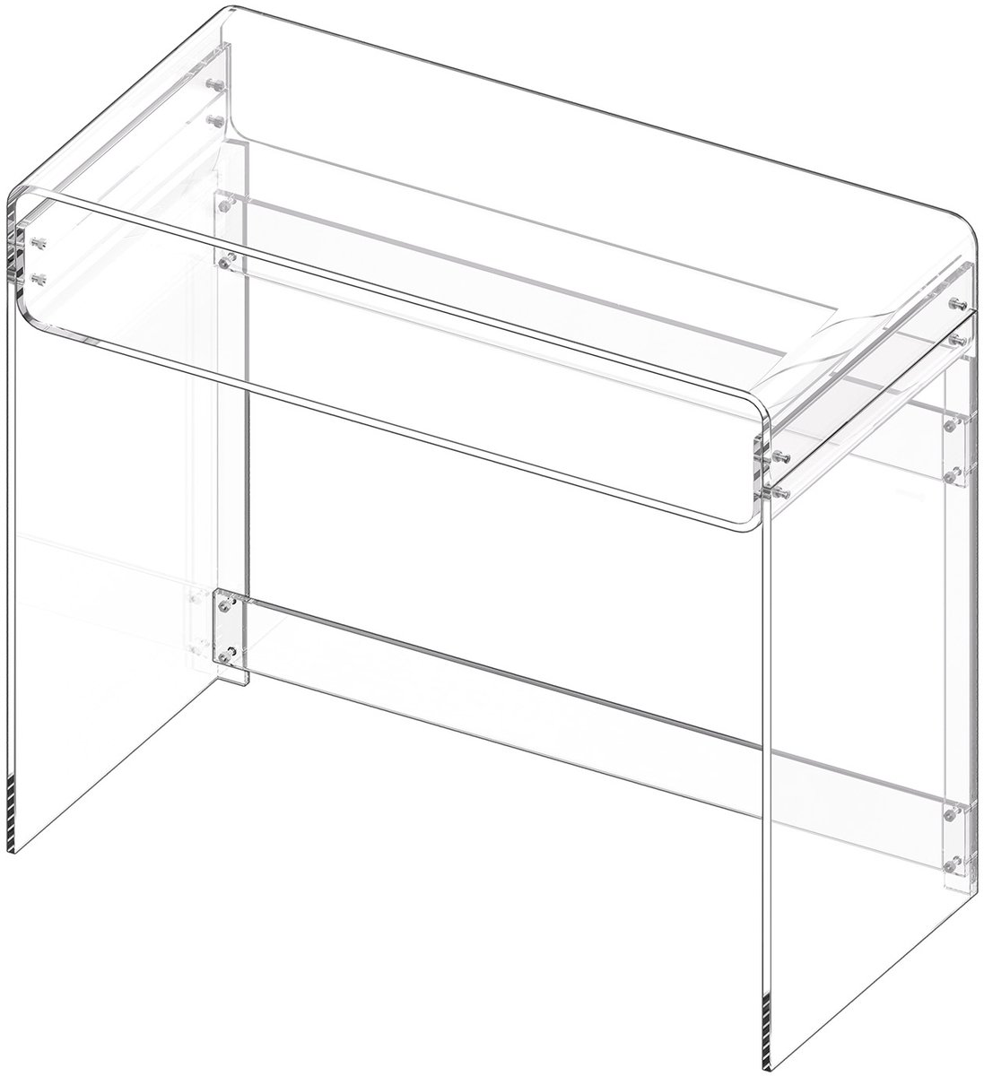 Vevor Acryl Bureau, 2-Laags Transparante Entreetafel met Plank, Modern Rechthoekig Computerbureau, Dik Bureau voor Slaapkamer, Kantoor, Woonkamer, 40 X 85 X 75 cm