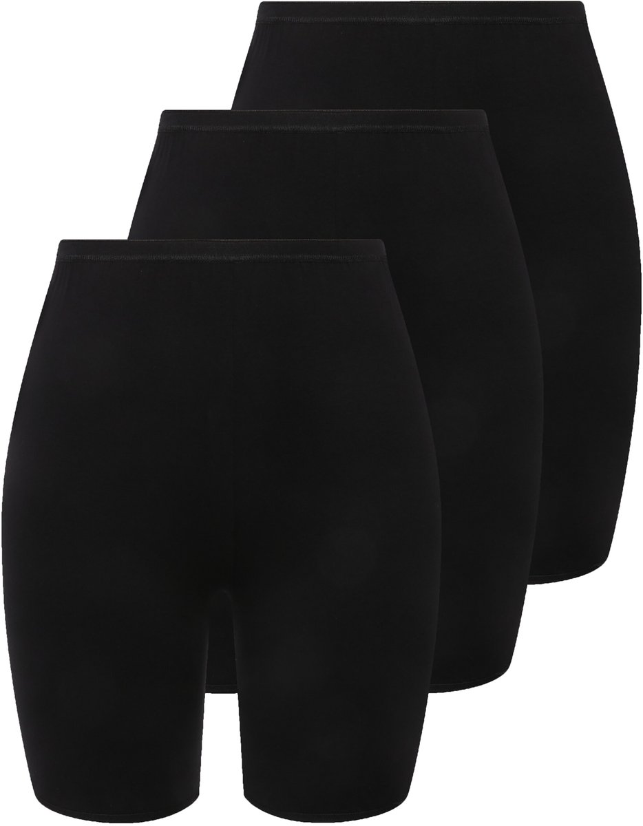 Ulla Popken - Dames - Pantybroekje set van 3 bovenbeenbescherming - Zwart - Maat 46+