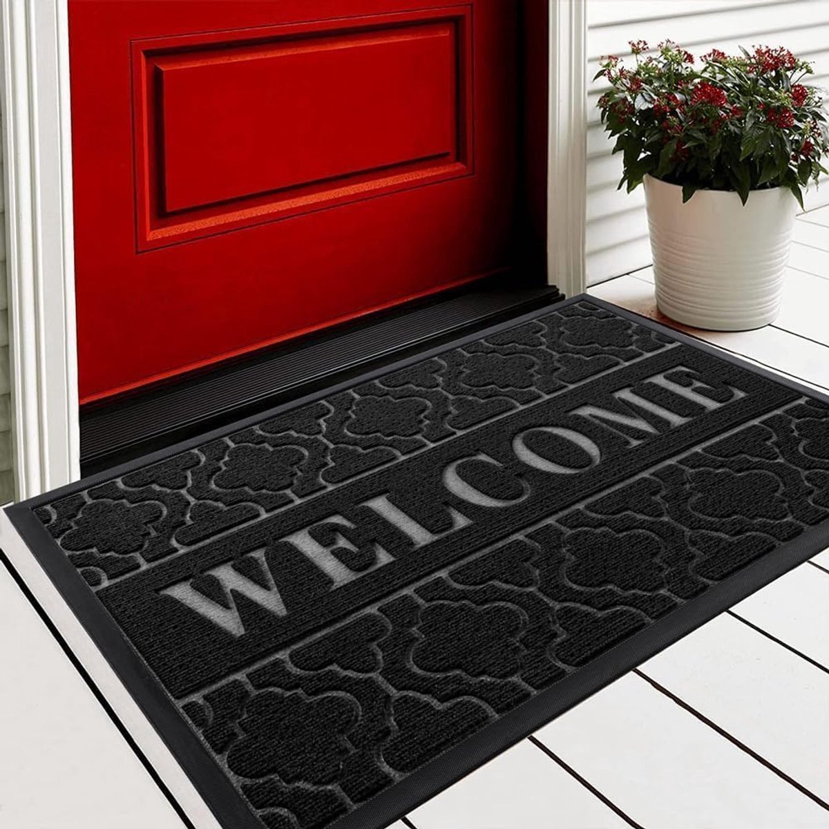 Stunq® Vloermat voor Binnen en Buiten - Antislip en Wasbaar met Groefpatroon - Zwart, 75 x 43 cm
