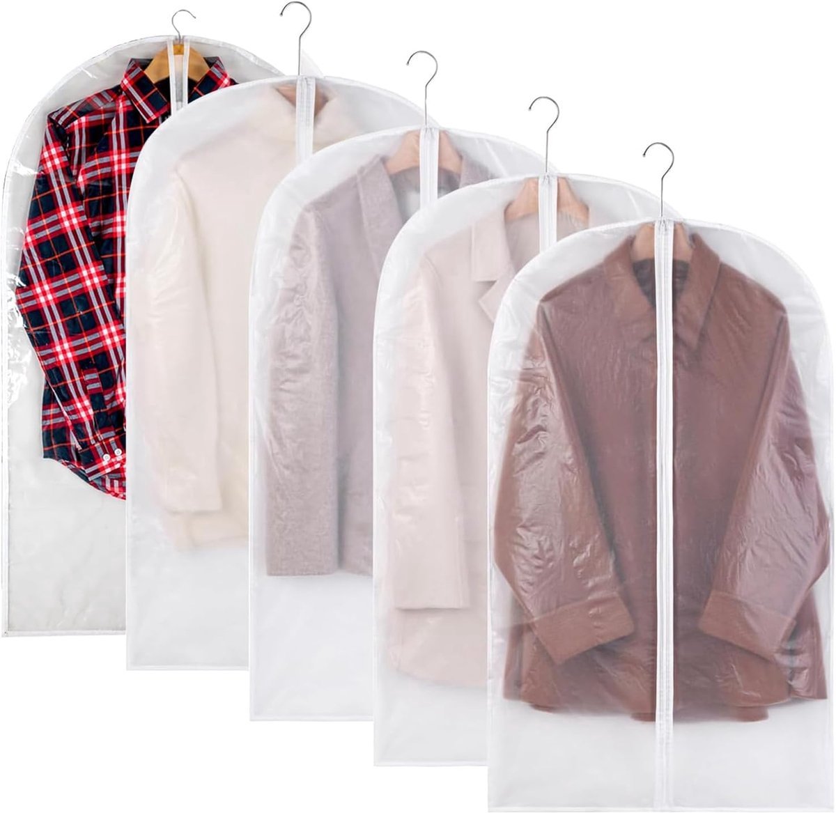 Stunq® Set van 5 Transparante Kledinghoezen - Geschikt voor Lange Jurken en Jassen (60 x 120 cm)