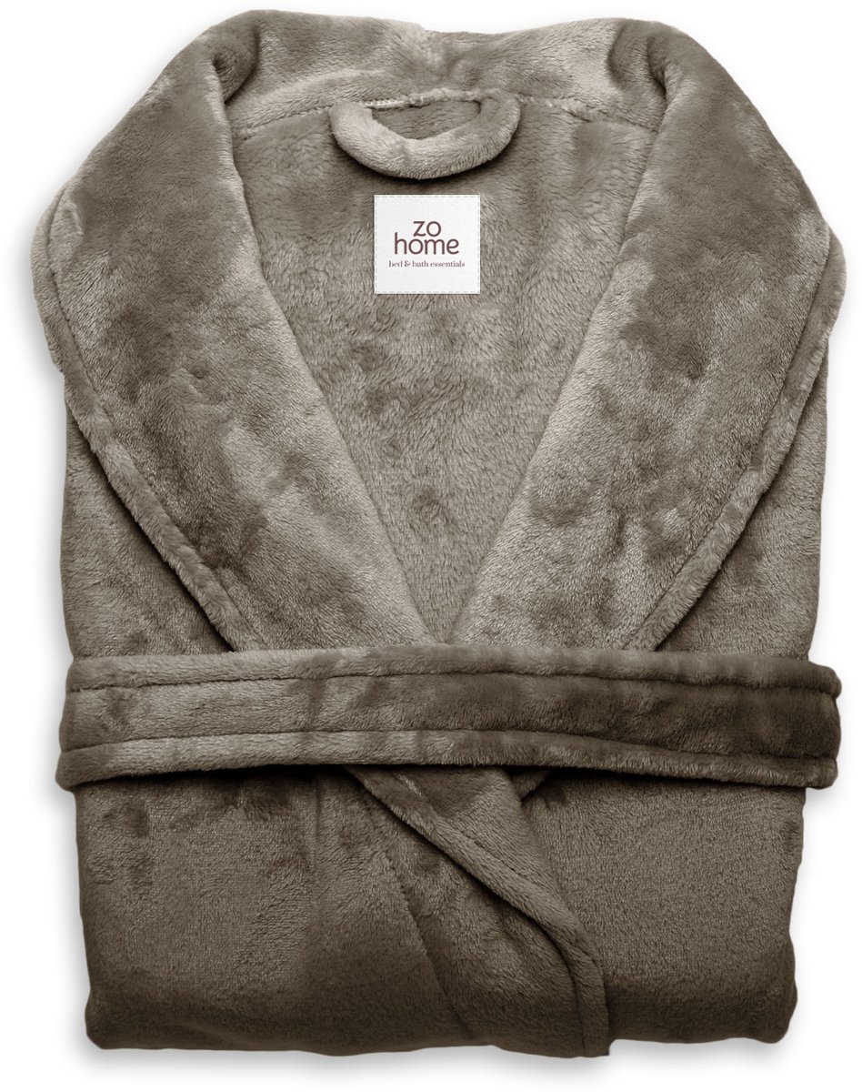Zohome Badjas Cara - Kamerjas voor Dames en Heren - Maat S - Ochtendjas - Geschikt voor de Sauna - Taupe