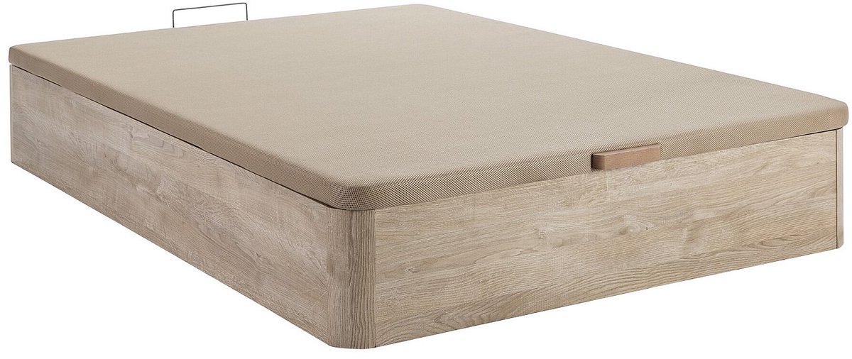 Vente-unique Set 140 x 190 cm licht naturelkleurige bedbodem met opbergruimte + hybride matras met pocketveren met 7 zones en gel met vormgeheugen van 25 cm dik - TOLCA van YSMÉE