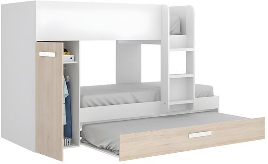 Vente-unique Stapelbed hout natuurlijk licht 90 x 190 cm