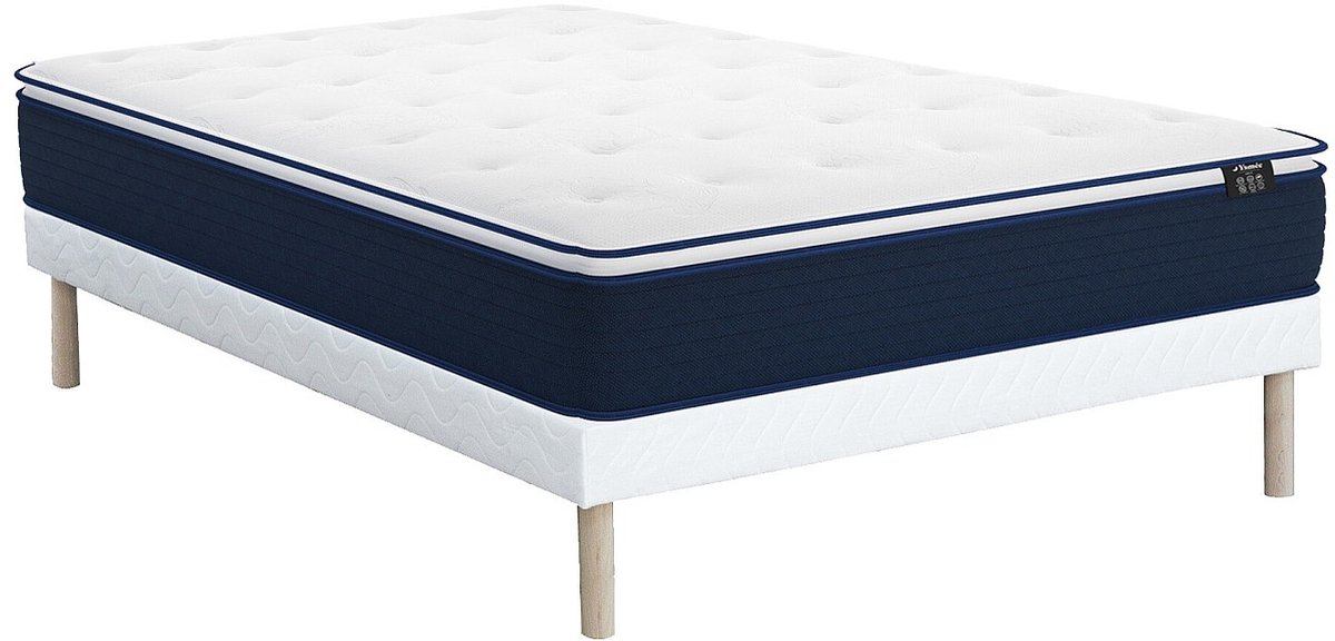 Vente-unique Set bedbodem en matras met pocketveren en geïntegreerd dekmatras ALTIER van YSMÉE - 160 x 200 cm