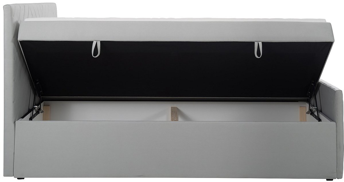 Vente-unique Boxspringbed fluweel lichtgrijs 160 x 200 cm