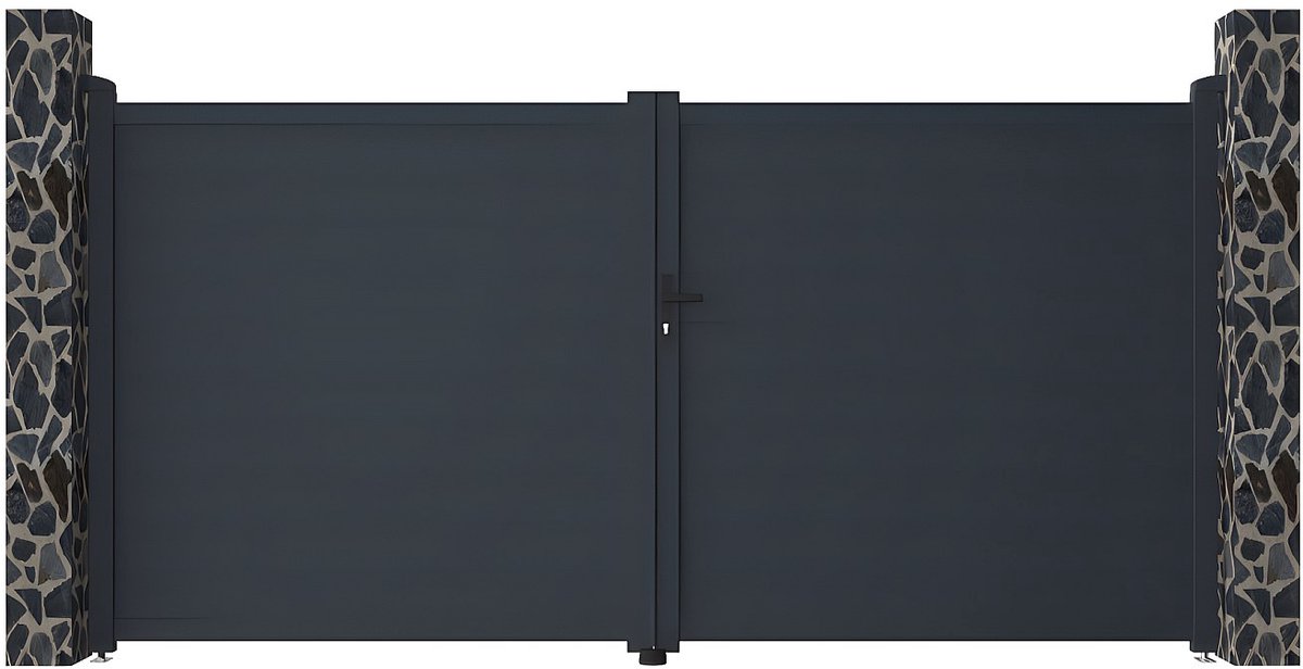 Vente-unique Draaipoort van aluminium antraciet - L355 x H180 cm - NAZARIO
