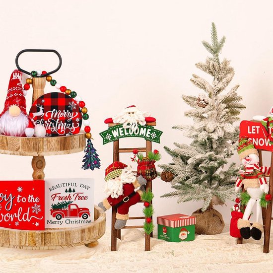 Miniatuur kerst peg doll set - Duurzaam houten speelgoed
