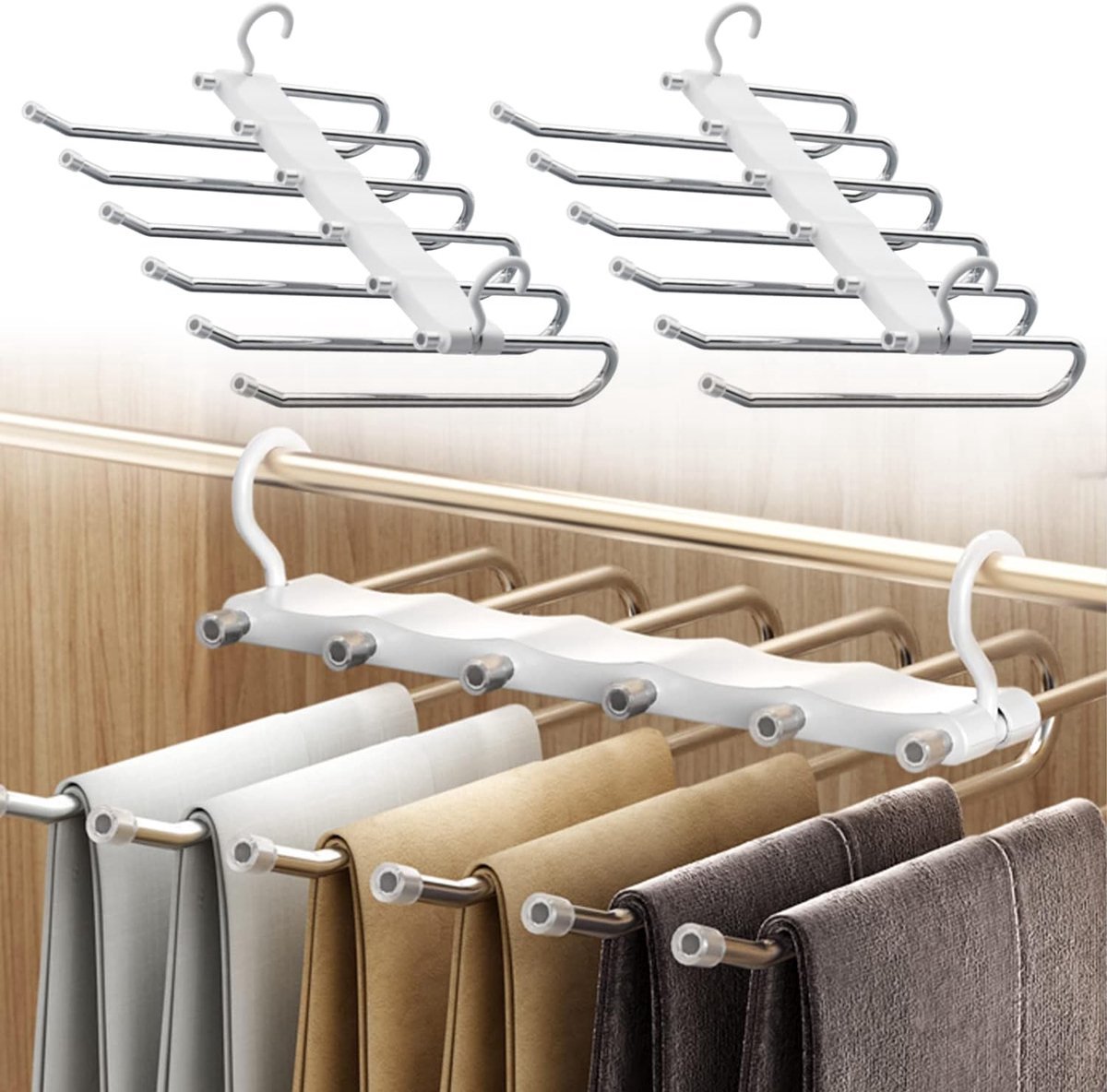 Stunq® Duurzame RVS Broekhanger Set – 2 Stuks voor Efficiënte Opbergoplossing
