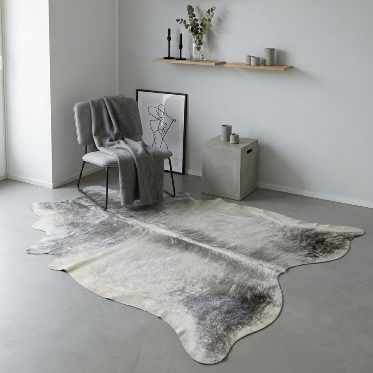 Koeienhuid Vloerkleed XL (Groot) - Grijs / Taupe / 0185 - 225 x 200 cm - Koeienkleed / Koeienvel / Dierenvel / Dierenhuid / Koehuid Tapijt