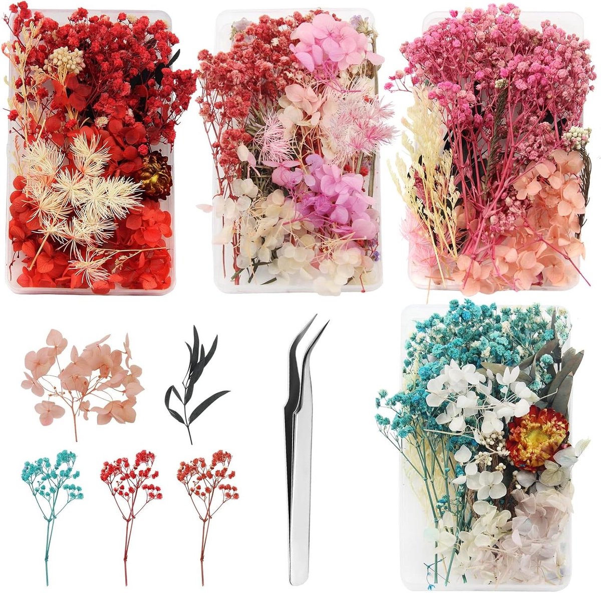 Cosensi - Mini-gedroogde bloemen voor het maken van kunstkaarsen met epoxyhars en pincet