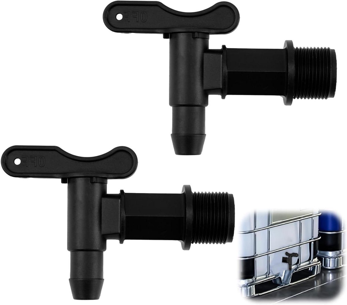 Cosensi - Kunststof Afvoerkraan voor Regenton 2 Stuks met Waterdichte Band - 3/4 inch Adapter voor Tuin en Huishouden