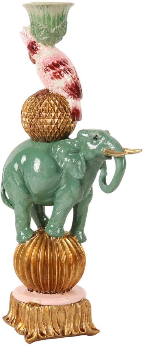 Baroque Kandelaar - Kandelaar Olifant - Blauw - Resin - 27x11.5x8.5 - Polyresin Mixed