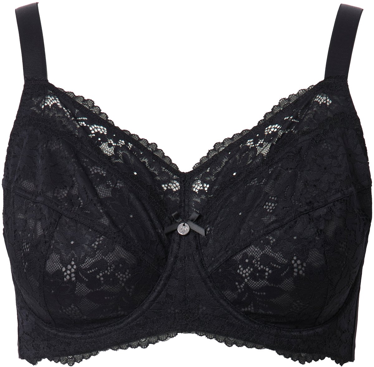 Ulla Popken - Dames - Beugelbeha kant zachte cups - Zwart - Maat 110D
