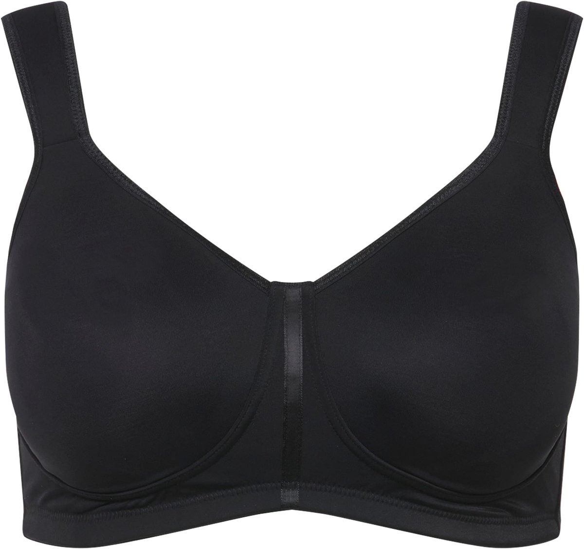 Ulla Popken - Dames - Wellnessbeha microvezel zonder beugel - Zwart - Maat 110F
