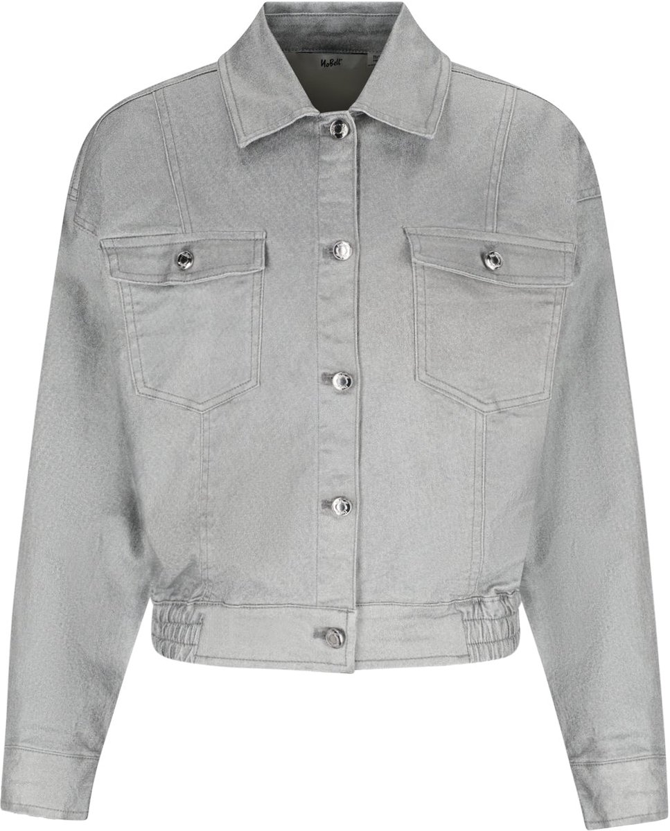 NoBell' - Boaz Oversized Grey Denim Jacket with Foil Coating - Warm Grey - Maat 158-164