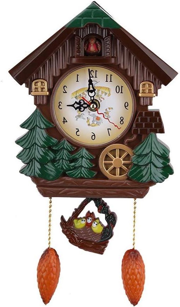 Cosensi - Grote Arabische Cijfers Muurklok met Vintage Boomhut Design voor Thuisdecoratie