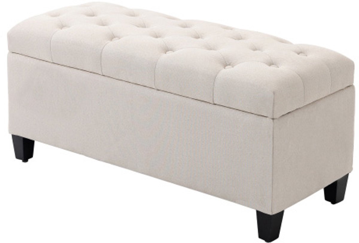 Bankje, 100 x 40 x 44 cm, beige, hout, opbergbank, opbergdoos, zitbank, voetenbank, zacht en comfortabel, met opbergruimte, geschikt voor slaapkamer, gang en woonkamer.