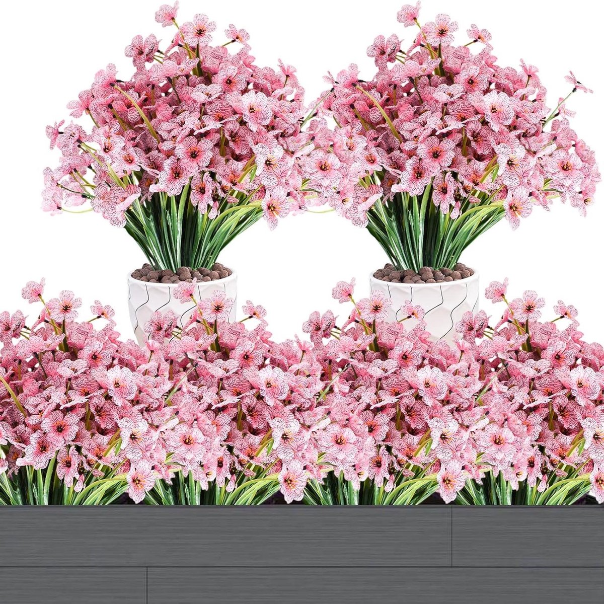 Cosensi Kunstbloemen voor buiten - Weerbestendige kunstplanten voor tuin en balkon - UV-bestendig - Roze - Set van 12 bundels Any