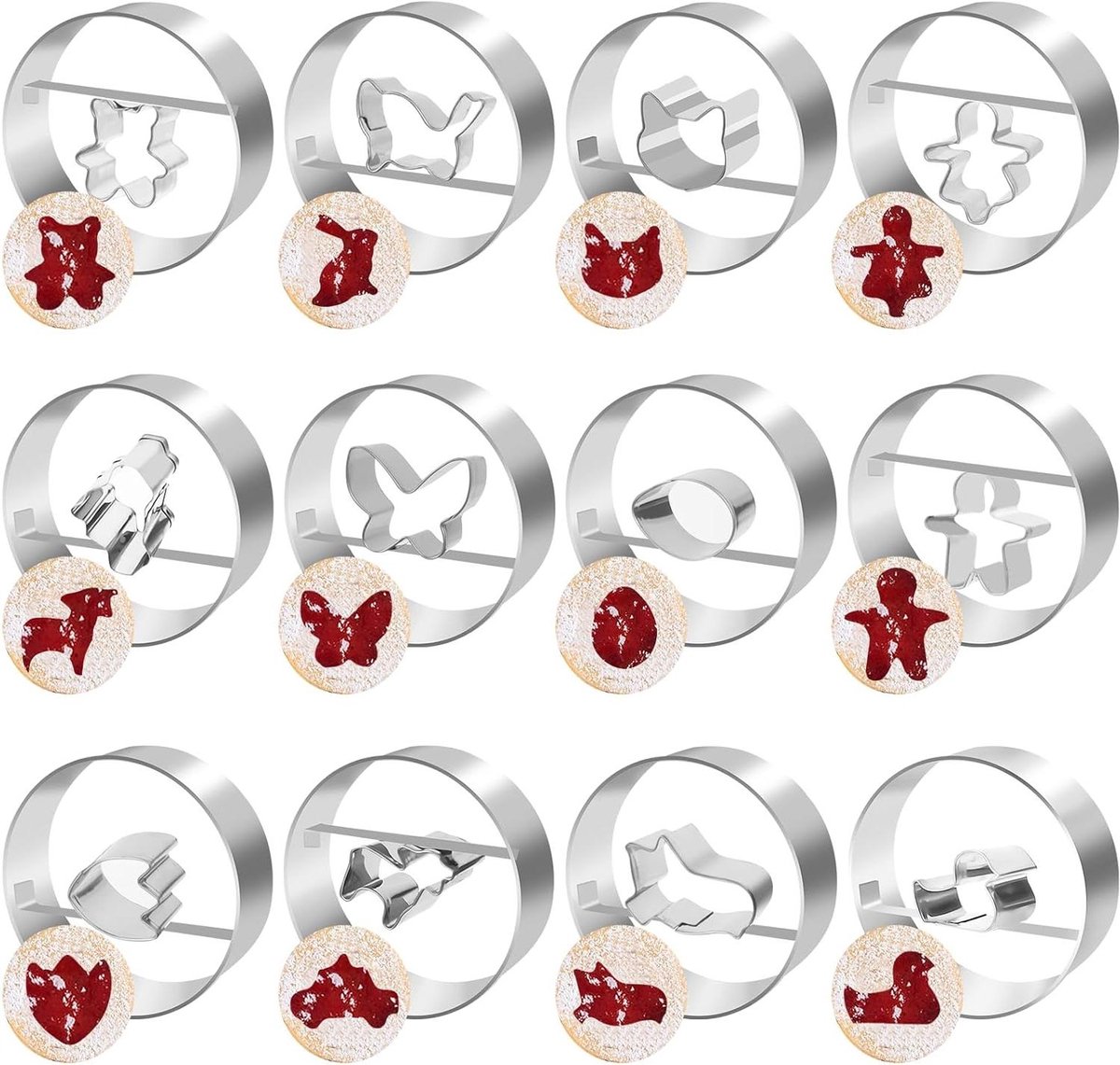 Cosensi - Brood Cutter voor kinderen, 12-delige set van roestvrijstalen cookie cutters voor DIY koekjes, ideaal voor kerstfeestjes - Geoptimaliseerde Cookie Cutter Set met Kerstthema