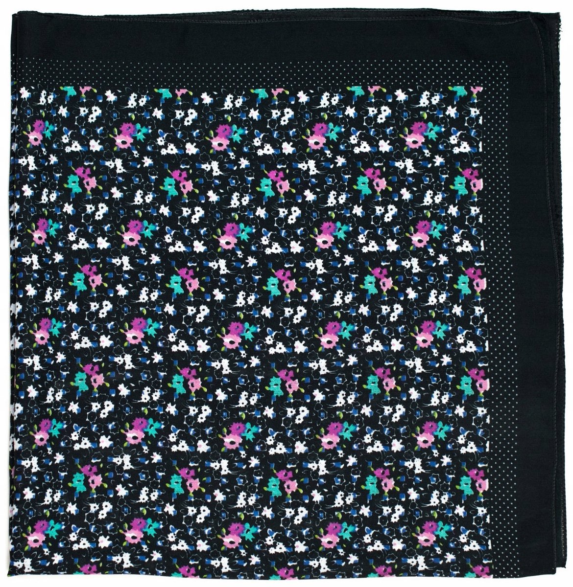 Merkloze Bloemen Chiffon Sjaal - Zwart & Multikleur