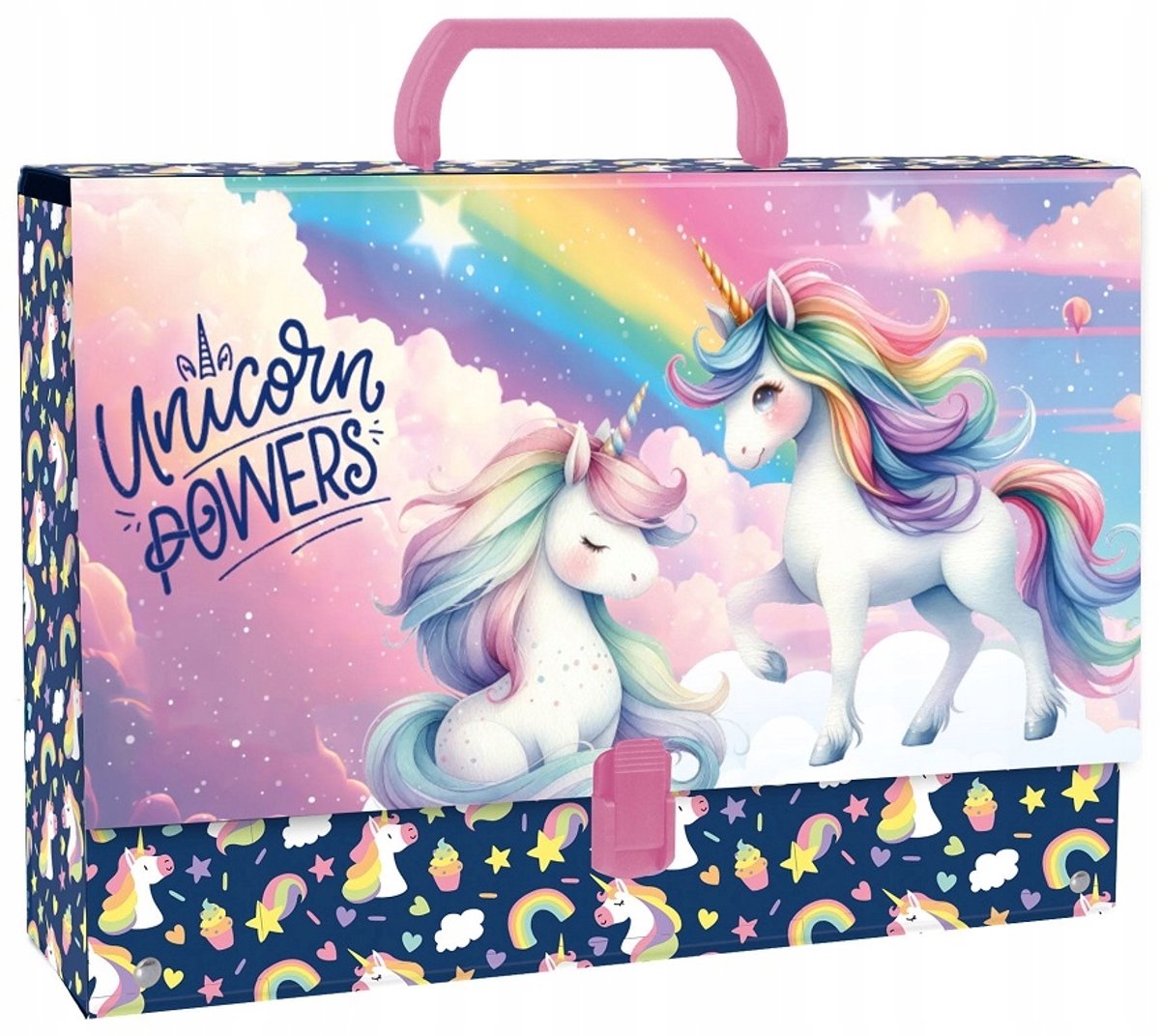 Stevige A4 map met handvat - Eenhoorn - 10cm breed