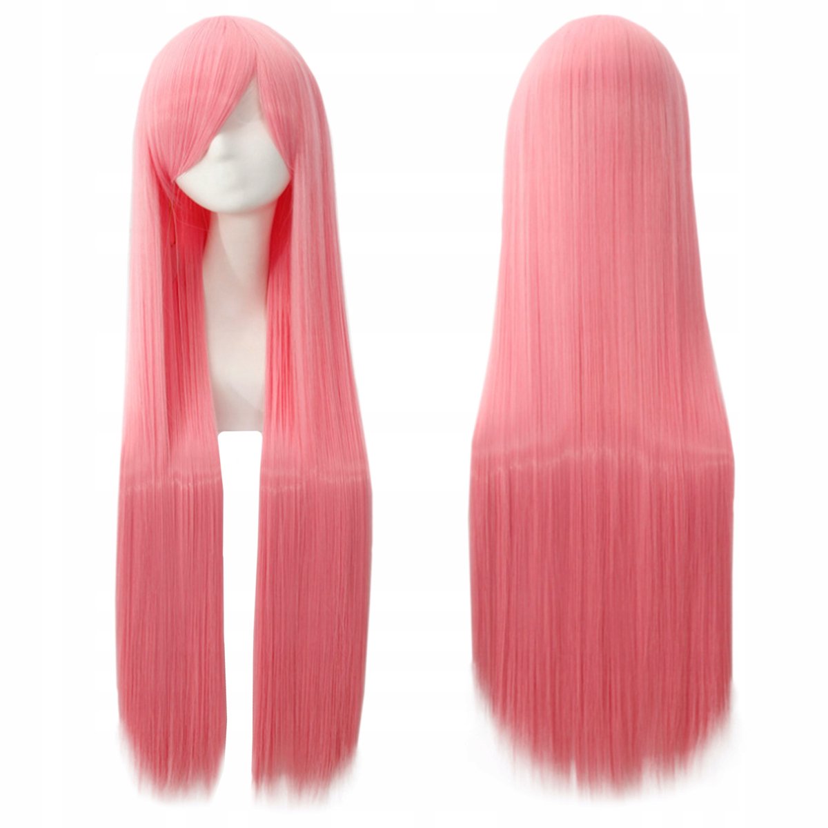 Roze Cosplaypruik Dames lang steil haar met pony - 100 cm