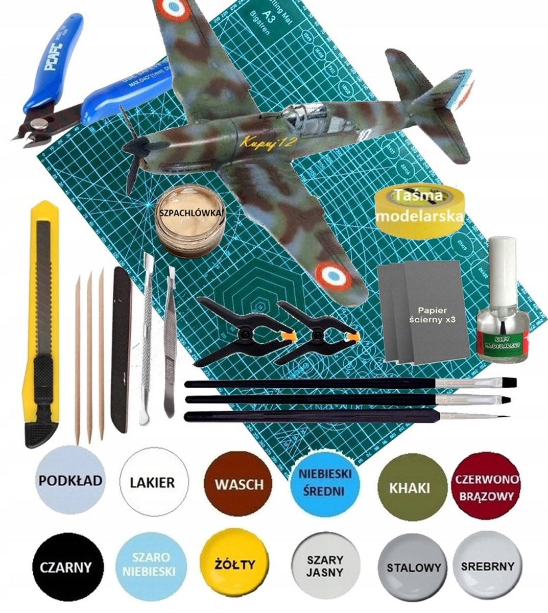 Modelvliegtuig Caudron Renault 714 C1 Cycloon Bouwpakket met Verf & Lijm