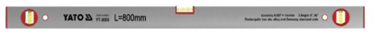 Aluminium waterpas, 800 mm, 3 waterpassen