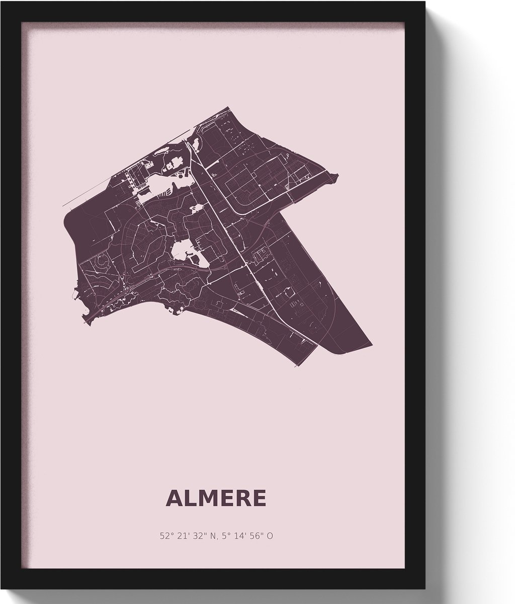 Poster Almere A3 - 30 x 42 cm - Paars (Exclusief Lijst)