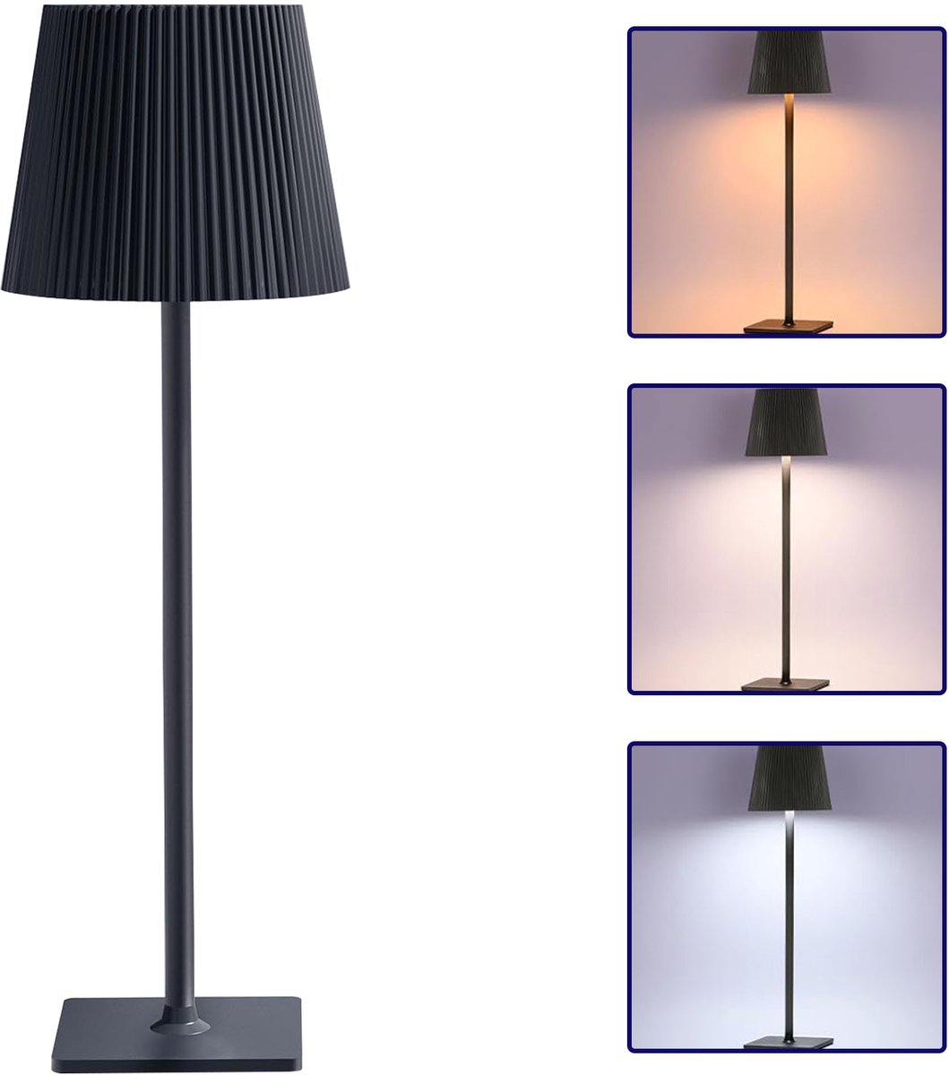 OKWISH Oplaadbare Lamp - LED Tafellamp - Dimbare Verlichting - Sfeervolle Lamp voor Slaapkamer - 4000mAh - ABS + Metaal - Zwart