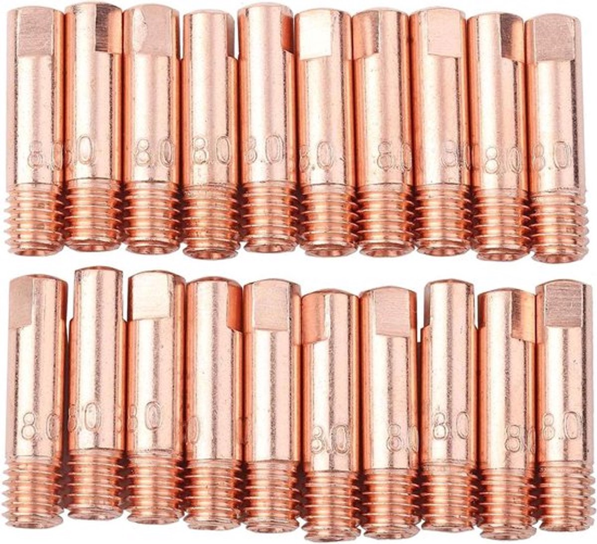 20 Stuks Koperen Contactpunt voor 15AK MIG/MAG-lastoorts 08/10 Mm - MIG-lastoortsverbruiksartikelen | Kopermateriaal - (sreqhvaxgb-01)