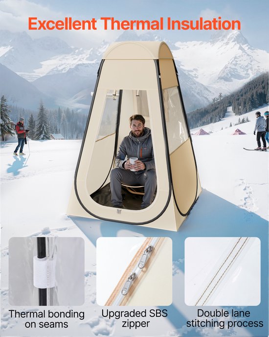 Opvouwbare Sport Tent, 119.4 x 119.4 cm Transparante Bel Tent voor 1 Persoon, Waterdichte Buiten Schuilplaats Met Vloermat en Topdeksel, Dome Tent voor Kamperen, Evenementen, Vissen en Buitenactiviteiten van Merkloos — afbeelding 3