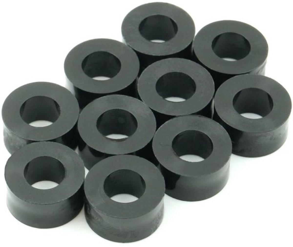 10 x Afstandshulzen Sluitringen L 8 mm - Buitendiameter 15 mm - HD-Polyethyleen