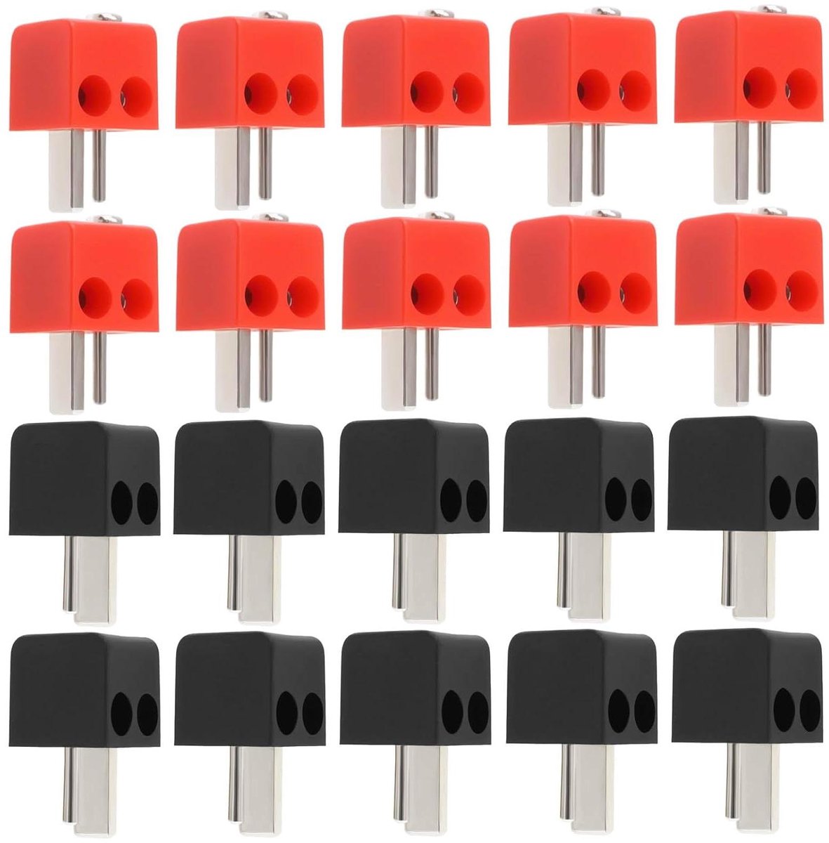 Ronte - Speaker plug set met 2 pin DIN plug adapter voor audio video apparatuur - 20 stuks - Rood en Zwart
