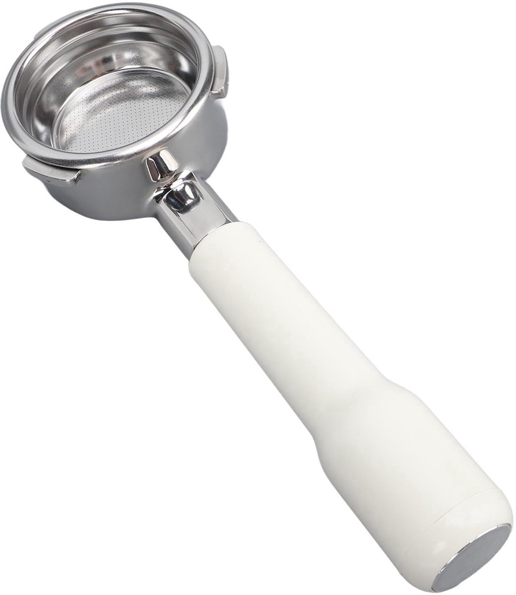 Unyqoos® 58 mm bodemloze portafilter voor koffiemachines met drie oren, Wit