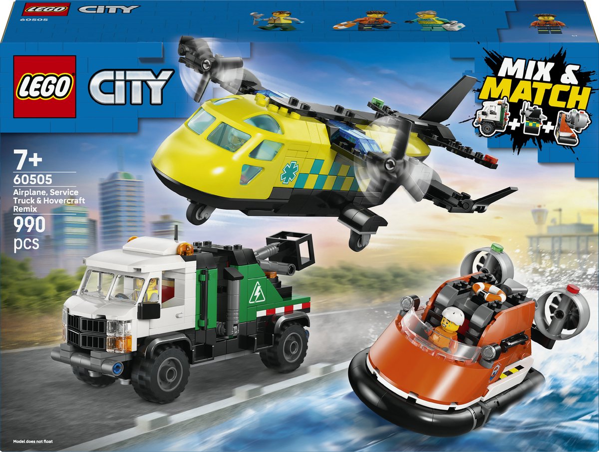 LEGO - City Great Vehicles - Vliegtuig, Servicewagen en Hovercraft Remix