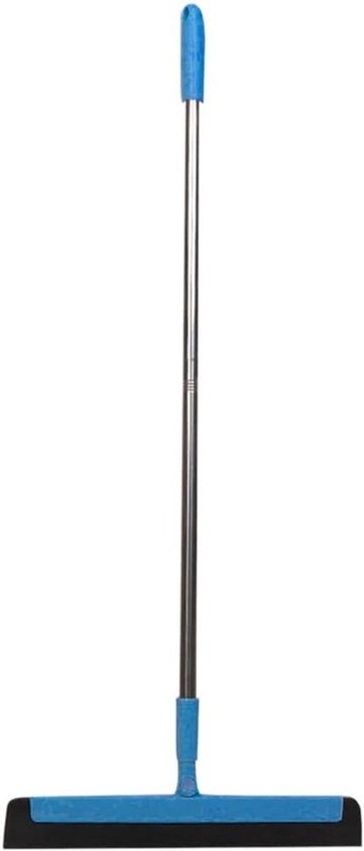Vloerwisser met lange steel voor tegelvloer - Zware waterwisser voor garage, keuken, ramen, glas, tapijt en dierenhaar - Blauw