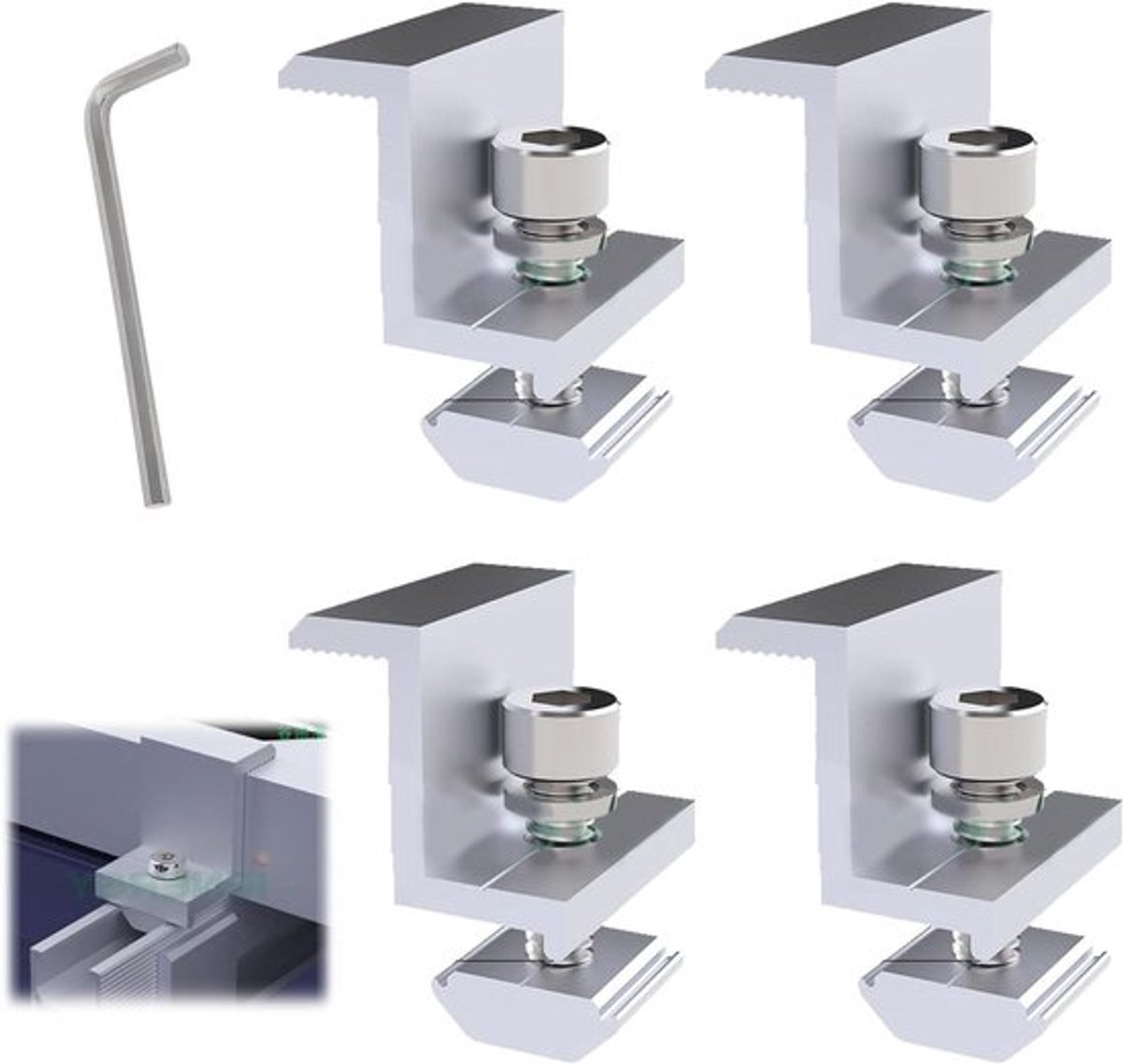Zonnepaneelhouder Montageset 4 stuks - 30 mm Bevestiging Pv Fotovoltaïsche Eindklem .