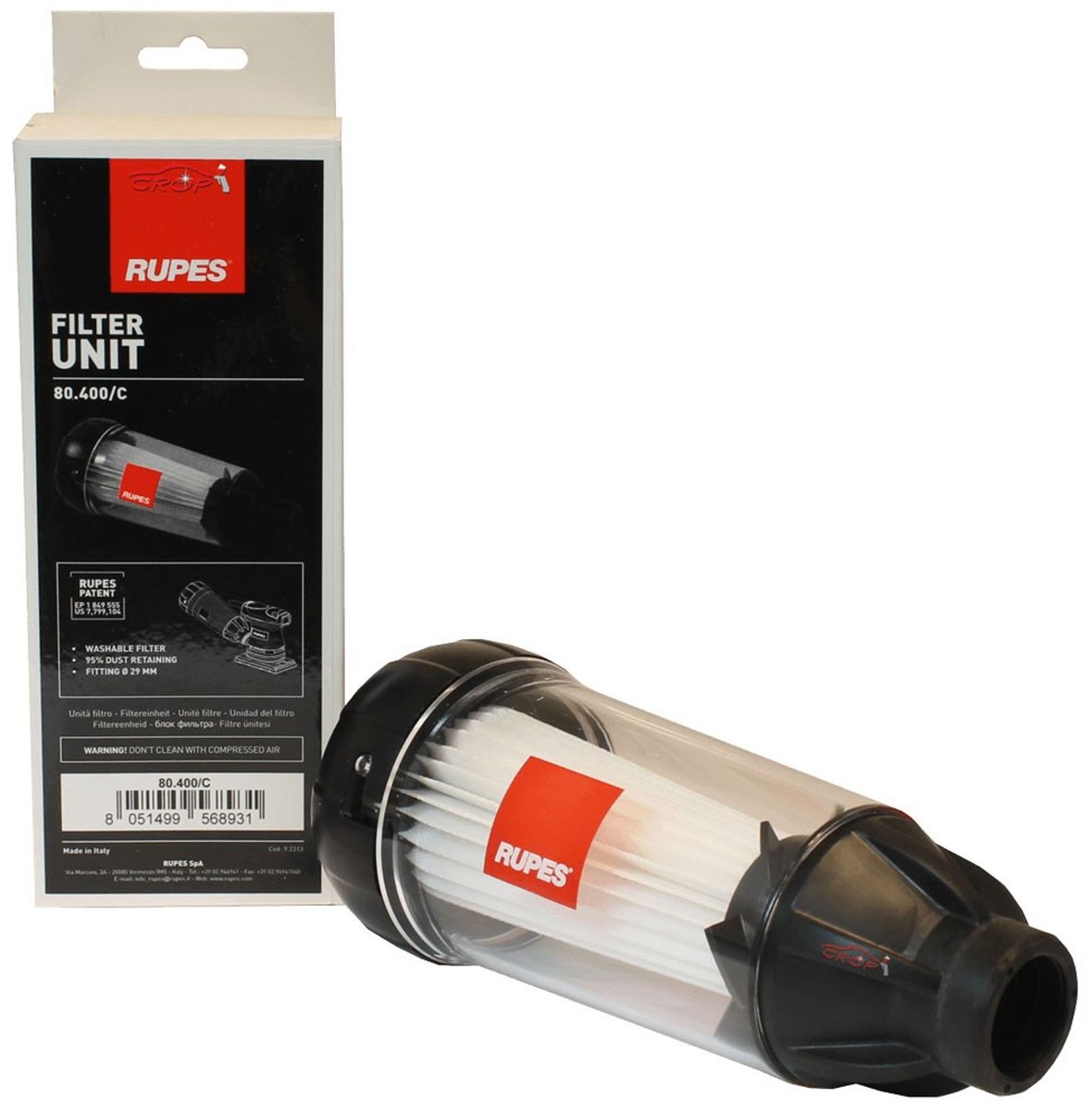 RUPES Green Tech Zelfextractie filtersysteem voor directe plaatsing op RUPES machine