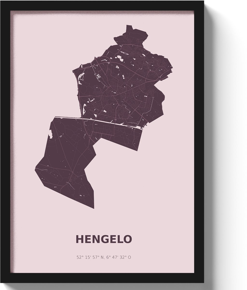 Poster Hengelo A3 - 30 x 42 cm - Paars (Exclusief Lijst)