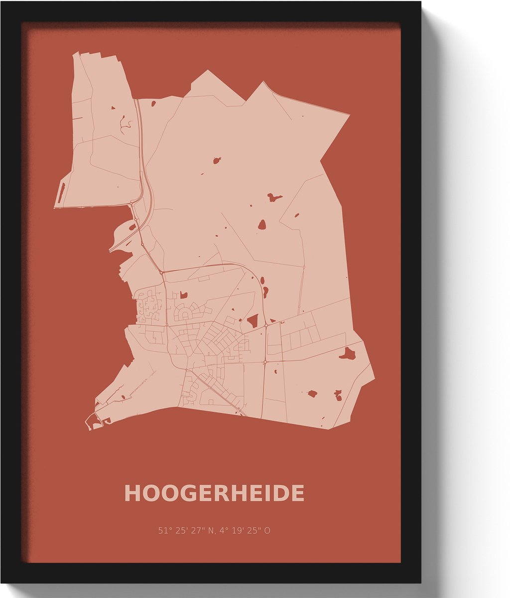 Poster Hoogerheide A2 - 42 x 59,4 cm - Rood (Exclusief Lijst)