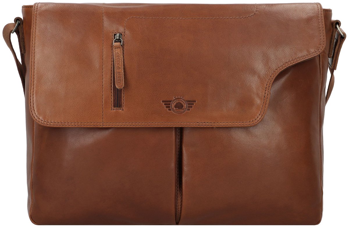 Greenburry Vintage Aktetas Messenger Leer 40 cm Laptop compartiment - 39cm (15,4 duim) - natur