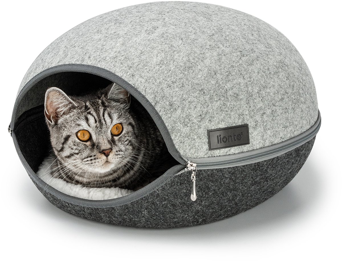 lionto Kattenhol van vilt met kussen, comfort & veiligheid, girjs