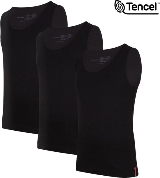 Débardeur Undiemeister - Débardeur homme - Coupe slim - En bois de Mellowood - Col rond - Volcano Ash (Zwart) - Lot de 3 - M