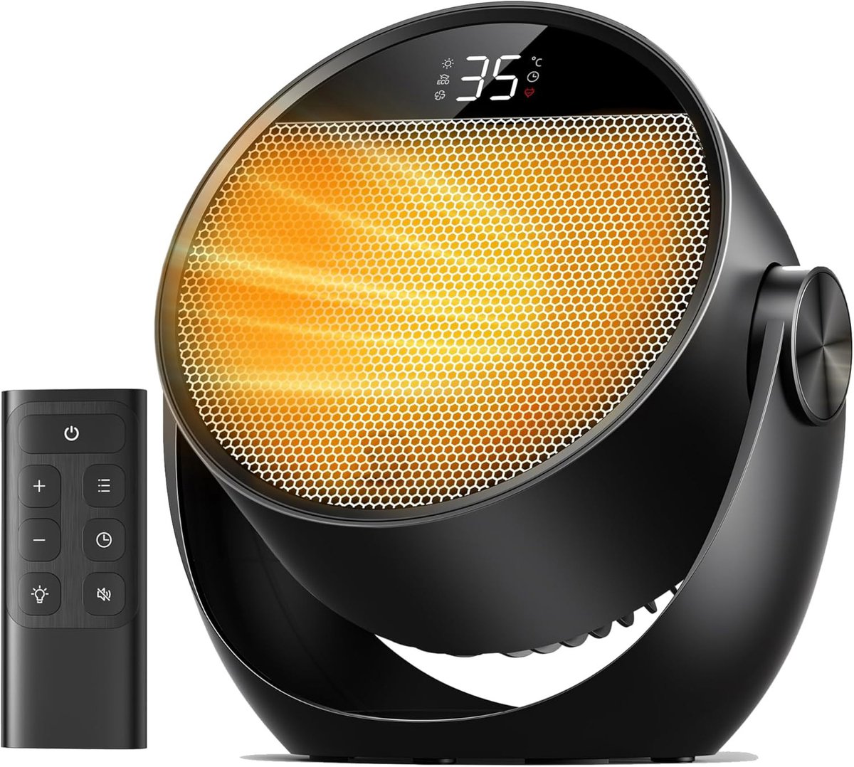 SmartQ – Elektrische kachel - Mini Keramische Heizlüfter 1500W – Energiezuinig, Stilvol Zwart, Met Afstandsbediening, Thermostaat, Timer, 3 Standen & 8 Veiligheidsfuncties