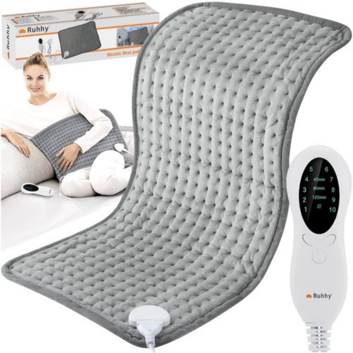 Ruhhy Warmtedeken - 60 x 30 cm - katoen - afstandsbediening - elektrische deken - verwarmingskussen