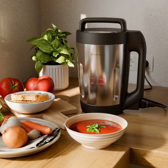 KitchenBrothers Soepmaker - 2L - 5 Programma's - PFAS & BPA-vrij - Timer Display - Blender - RVS/Zwart van KitchenBrothers — afbeelding 4
